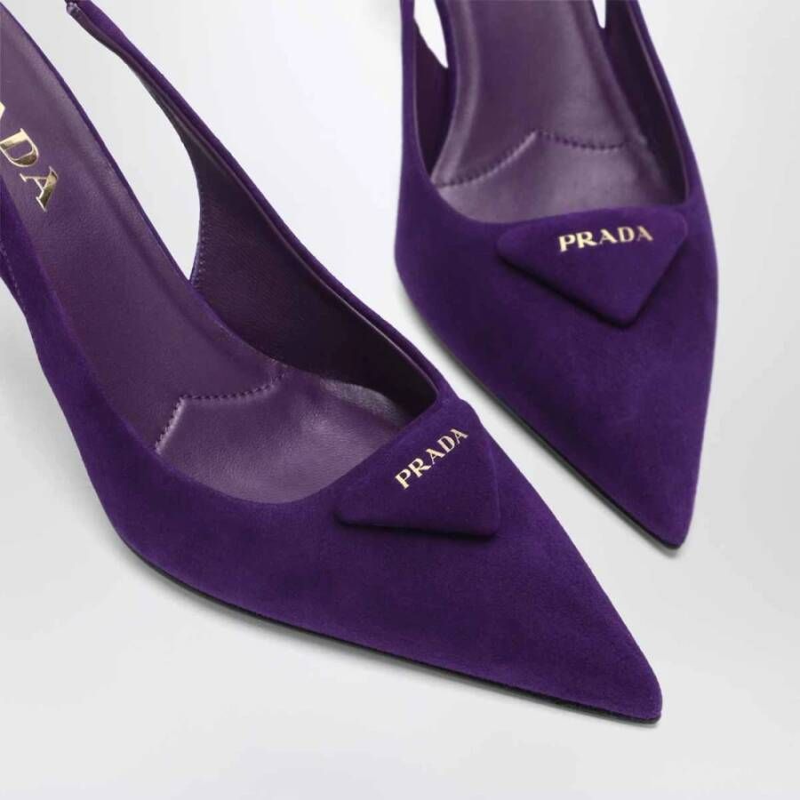 Prada Paarse Platte Slingback Schoenen