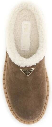 Prada Platform Muiltjes met Shearling Voering