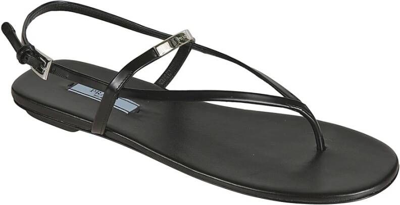 Prada Klassieke zwarte platte sandalen Zwart Dames