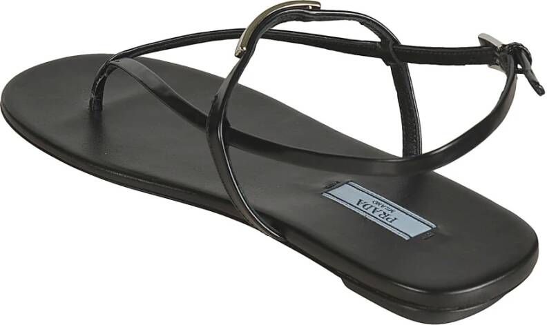 Prada Klassieke zwarte platte sandalen Zwart Dames