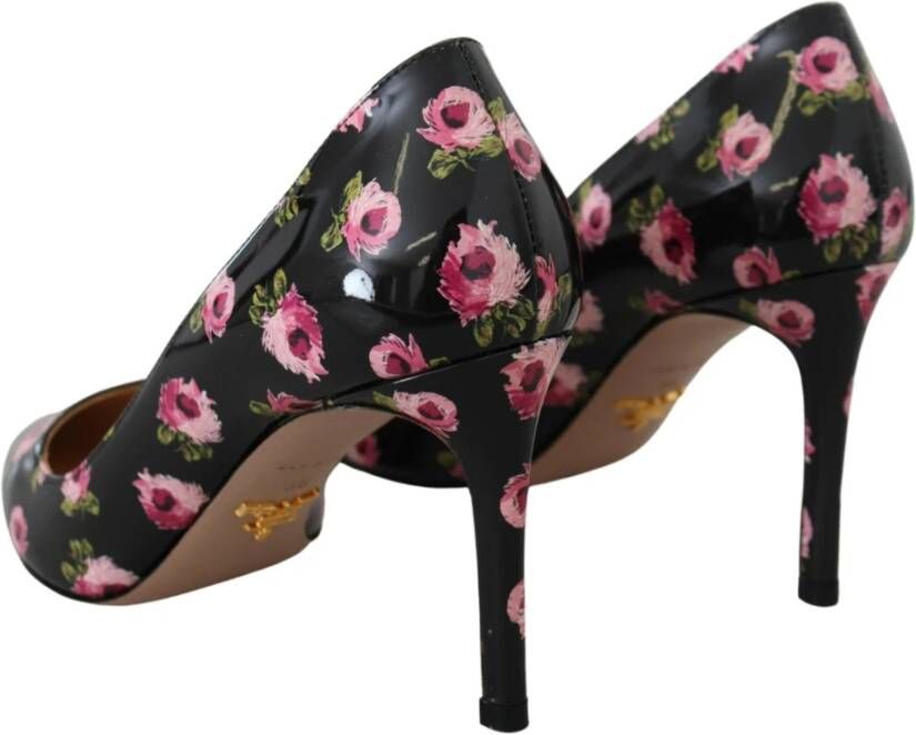 Prada Bloemen Stiletto Pumps Zwart Dames