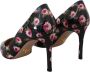 Prada Zwarte Leren Bloemen Hakken Stiletto's Pumps Multicolor Dames - Thumbnail 2