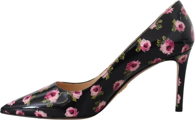 Prada Bloemen Stiletto Pumps Zwart Dames