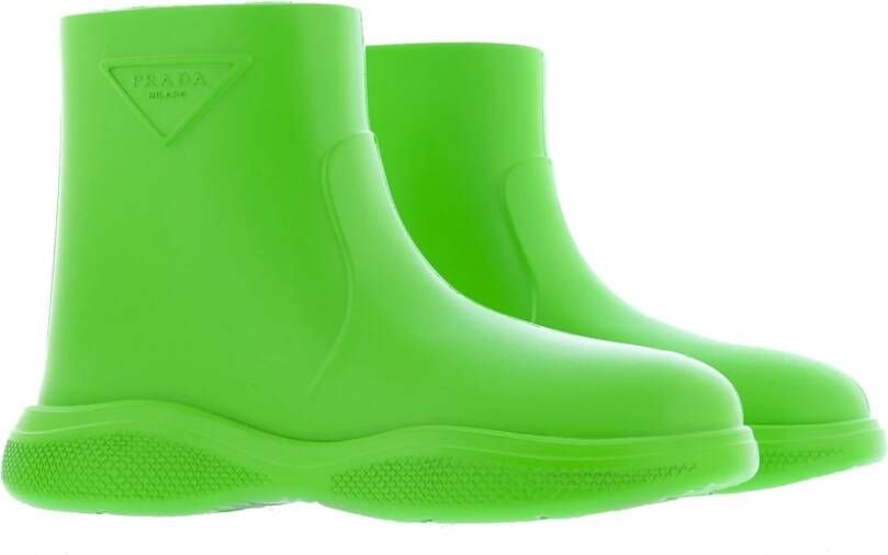 Prada Stijlvolle Logo Rubberlaarzen Groen Dames