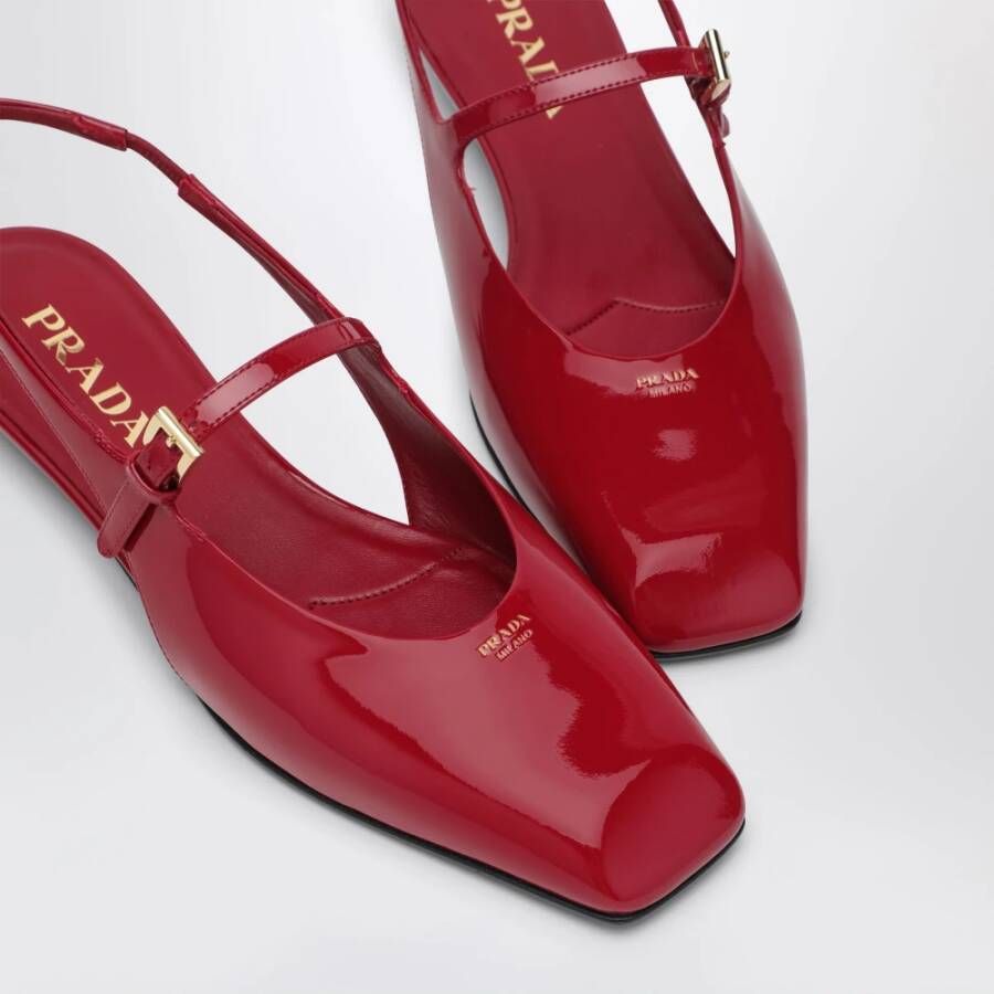 Prada Rode Slingback Platte Schoenen
