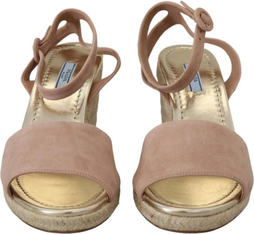 Prada Roze Suède Sleehak Enkelband Sandalen Pink Heren