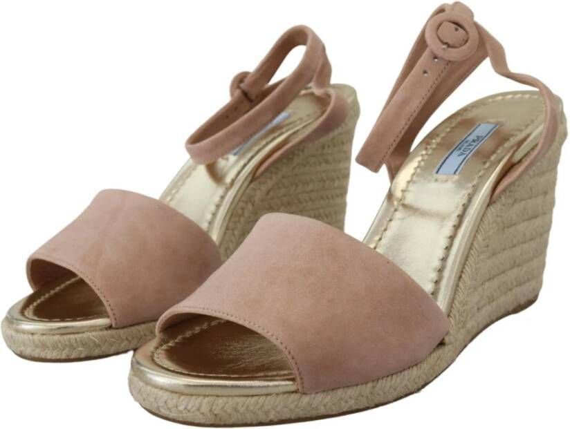 Prada Roze Suède Sleehak Enkelband Sandalen Pink Heren