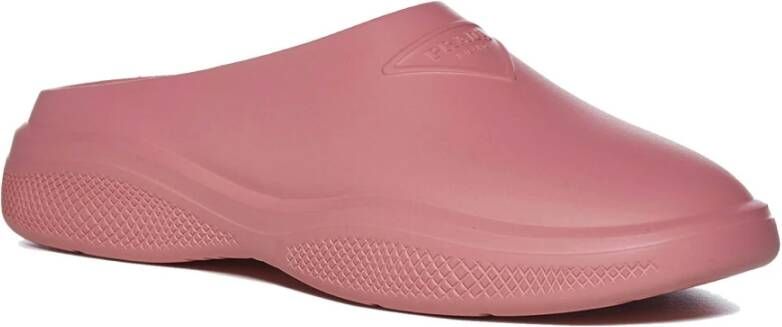 Prada Rubberen muilezels met logodetail Pink Dames