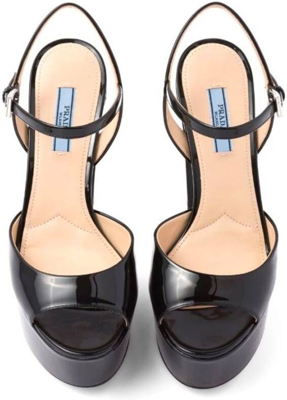 Prada Verhoog je stijl met leren platform sandalen Zwart Dames
