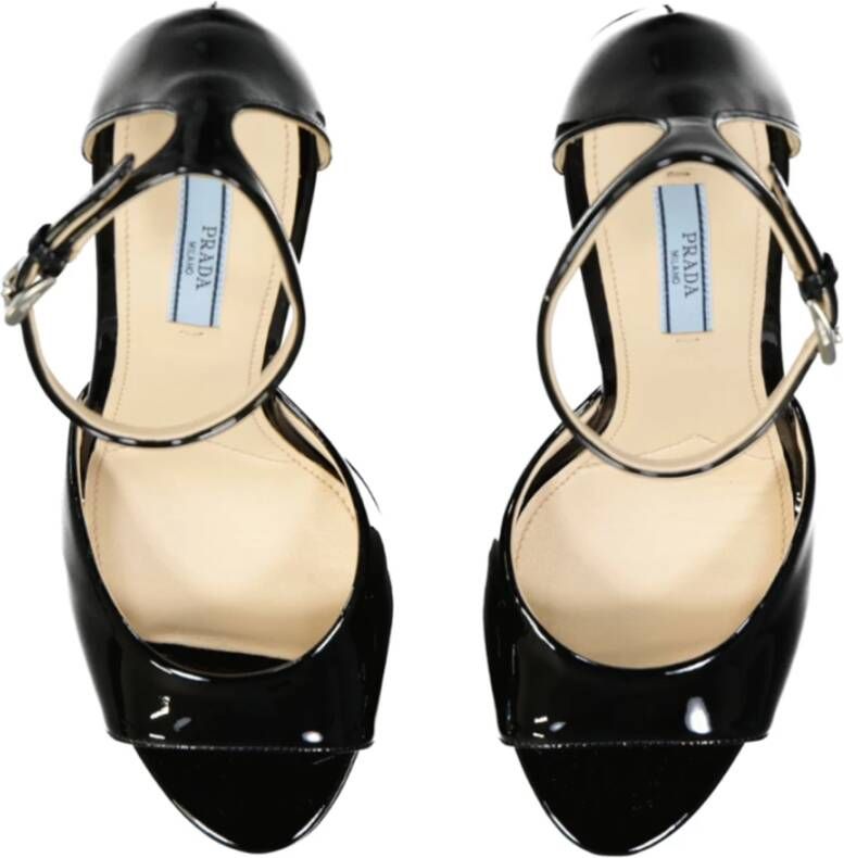 Prada Hoge hak lakleren sandalen Zwart Dames