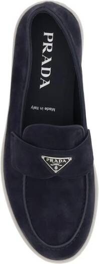 Prada Suede Loafers Almond Toe Flat Sole
