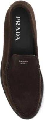 Prada Suède Loafers met Screen-Printed Logo