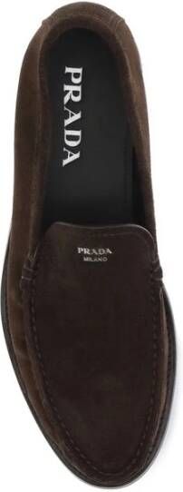 Prada Suede Loafers met Screen-Printed Logo