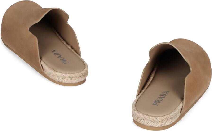 Prada Suede Muiltjes Ronde Neus Kalfsleer