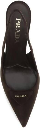 Prada Suede Slingback Pumps met Driehoekig Logo