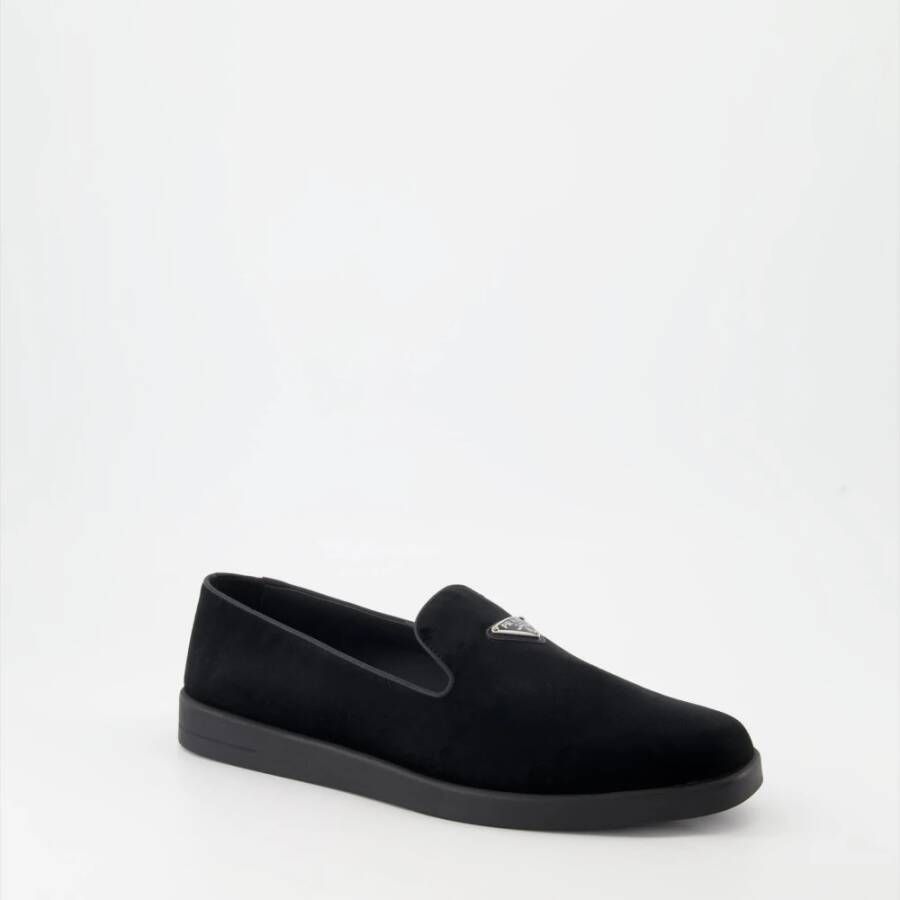 Prada Suede Slip-On Loafers Black Heren