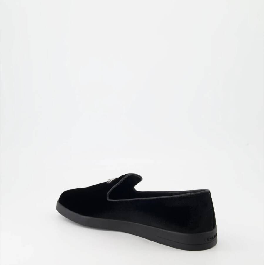 Prada Suede Slip-On Loafers Black Heren