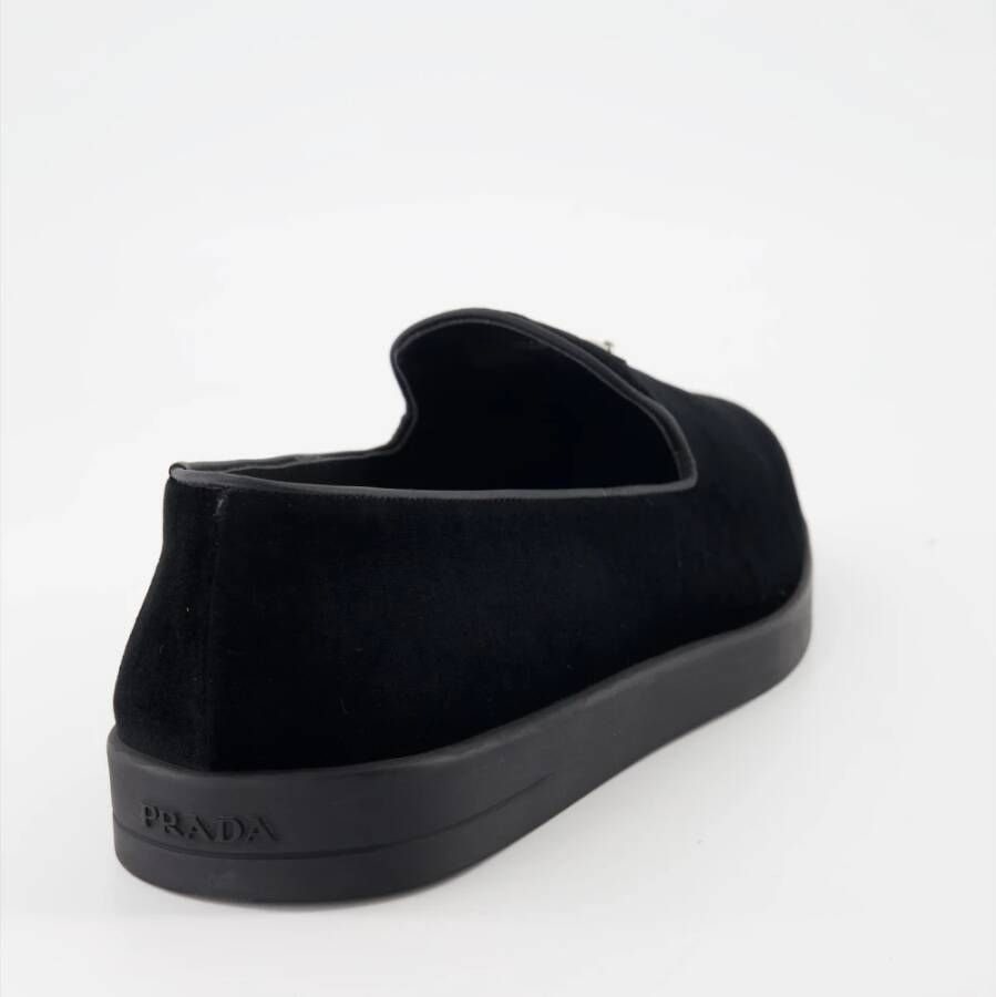 Prada Suede Slip-On Loafers Black Heren