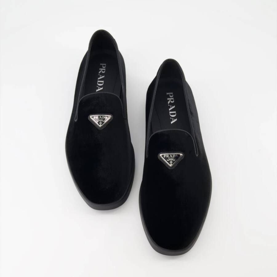 Prada Suede Slip-On Loafers Black Heren