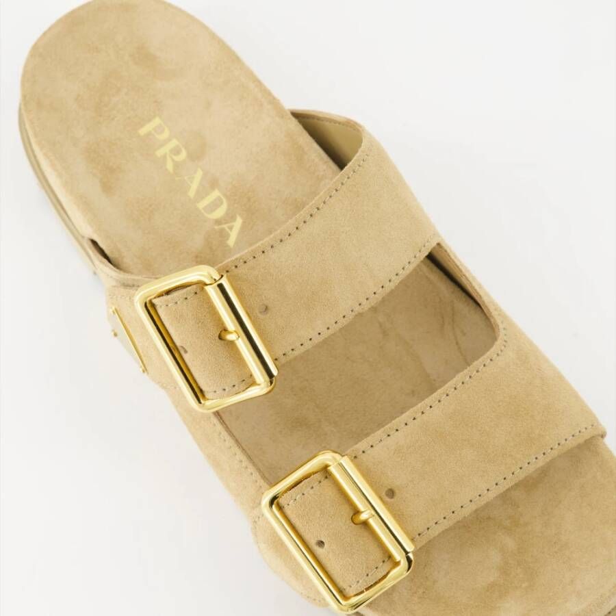 Prada Velours Slippers Beige Dames