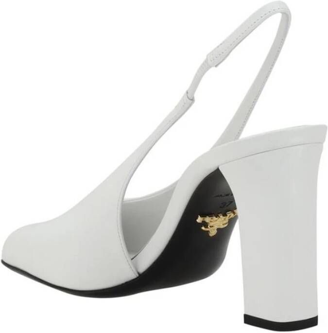 Prada Vierkante Neus Leren Slingback Pumps White Dames