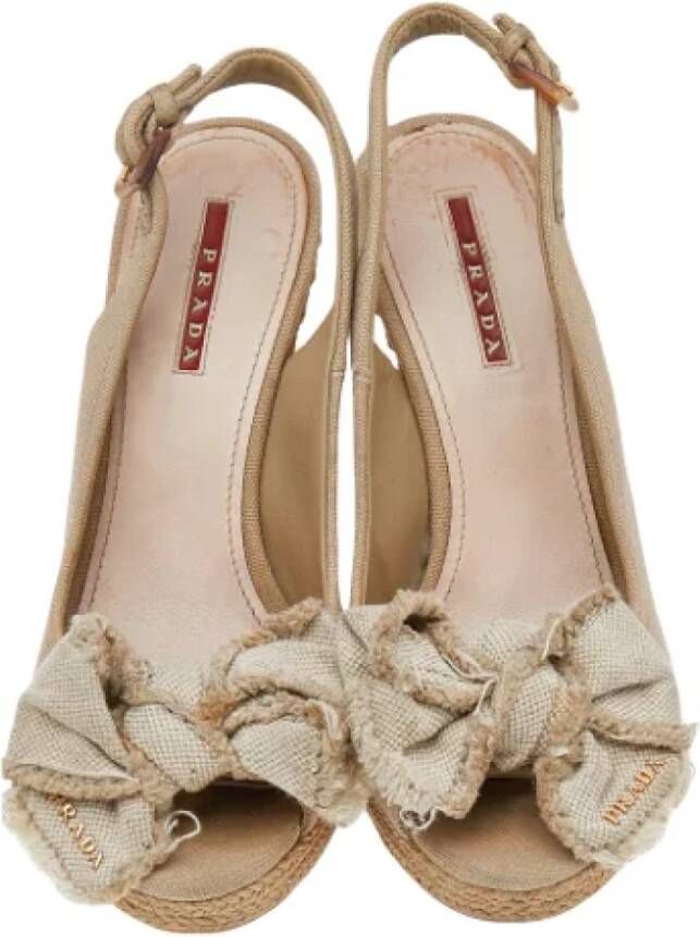 Prada Vintage Pre-owned Canvas sandals Beige Dames