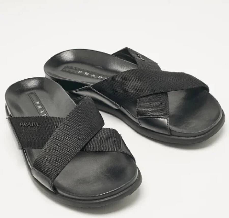 Prada Vintage Pre-owned Canvas sandals Black Heren