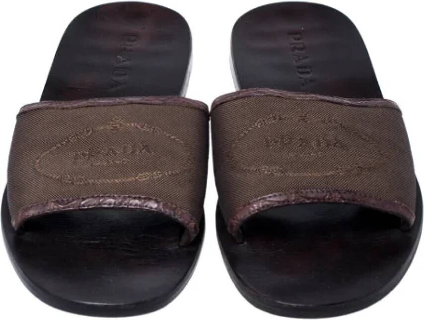 Prada Vintage Pre-owned Canvas sandals Brown Dames