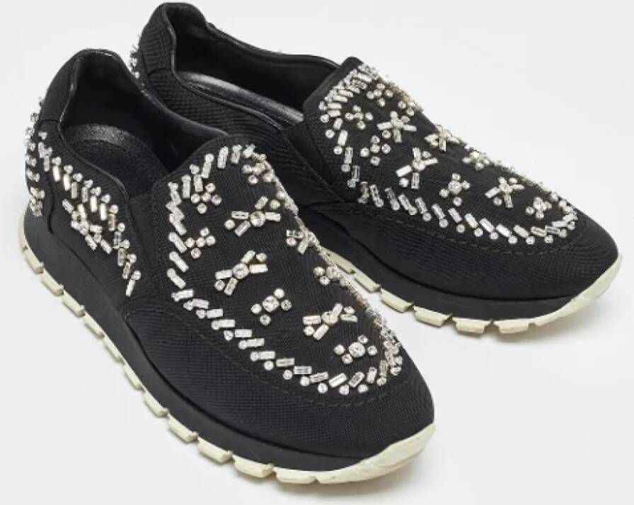Prada Vintage Pre-owned Canvas sneakers Black Dames