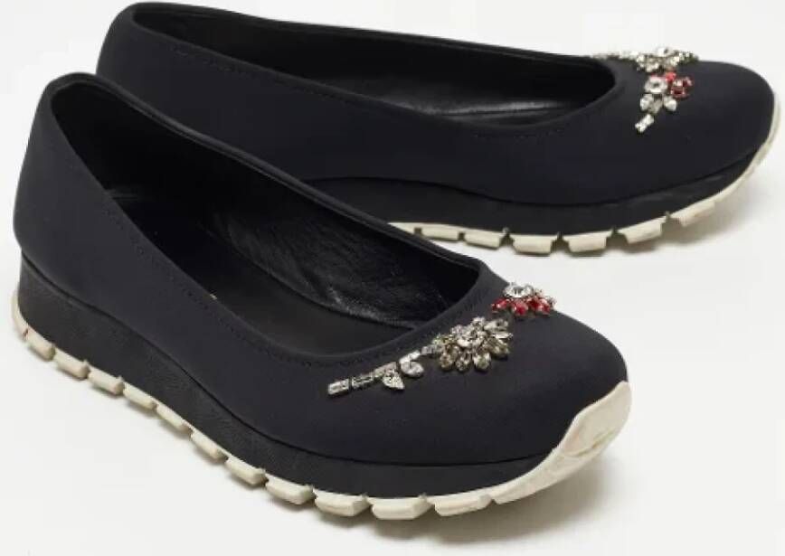 Prada Vintage Pre-owned Fabric flats Black Dames