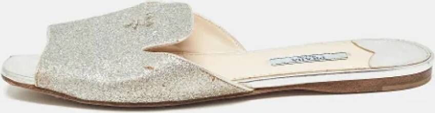 Prada Vintage Pre-owned Fabric flats Gray Dames