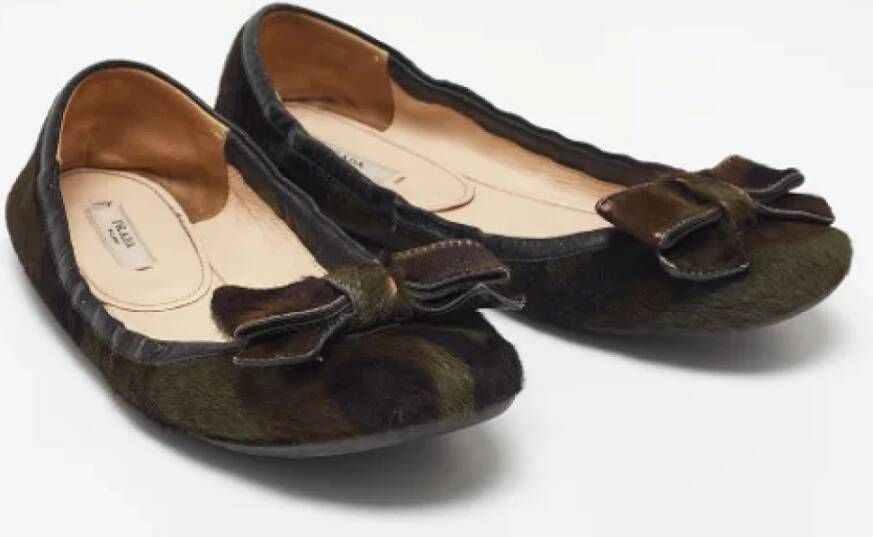 Prada Vintage Pre-owned Fabric flats Green Dames