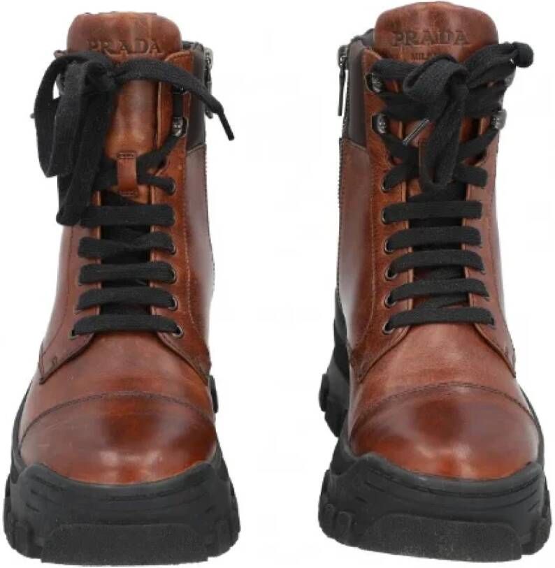 Prada Vintage Pre-owned Leather boots Brown Dames