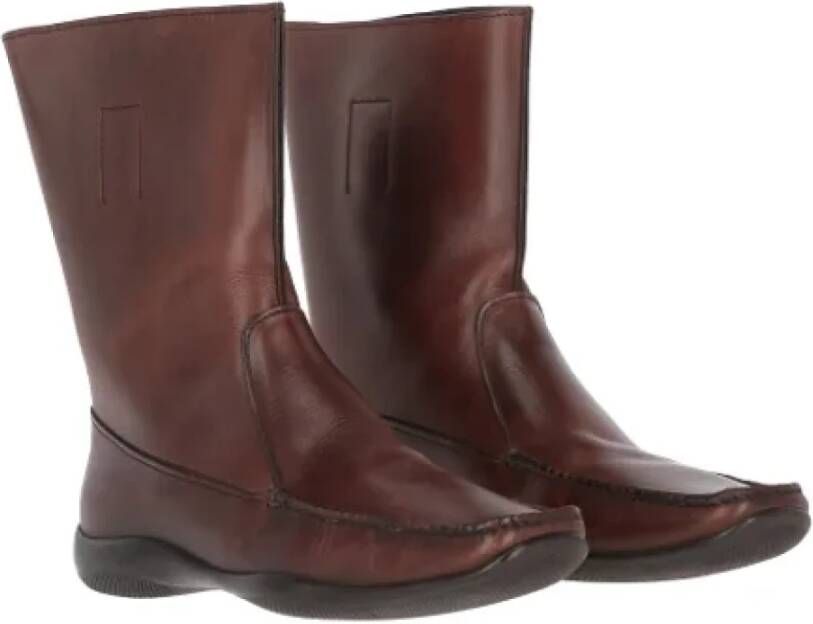 Prada Vintage Pre-owned Leather boots Brown Heren