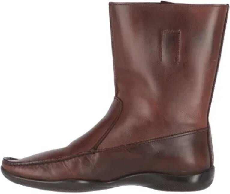 Prada Vintage Pre-owned Leather boots Brown Heren