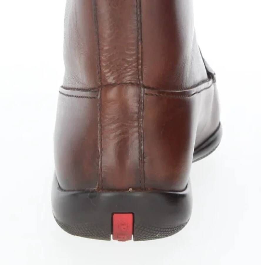 Prada Vintage Pre-owned Leather boots Brown Heren
