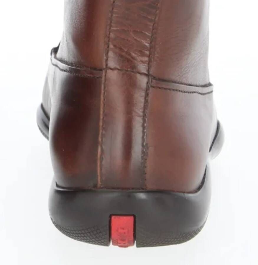 Prada Vintage Pre-owned Leather boots Brown Heren