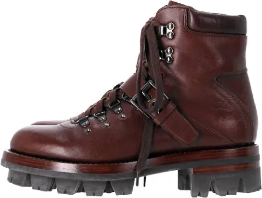 Prada Vintage Pre-owned Leather boots Brown Heren