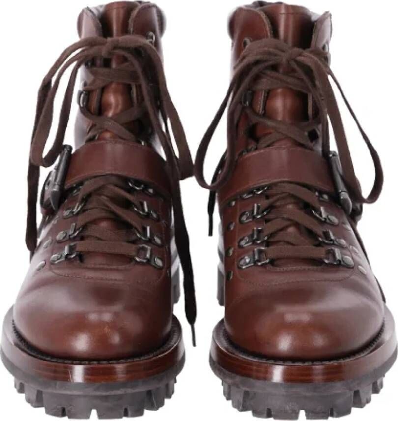 Prada Vintage Pre-owned Leather boots Brown Heren