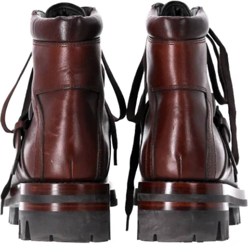 Prada Vintage Pre-owned Leather boots Brown Heren