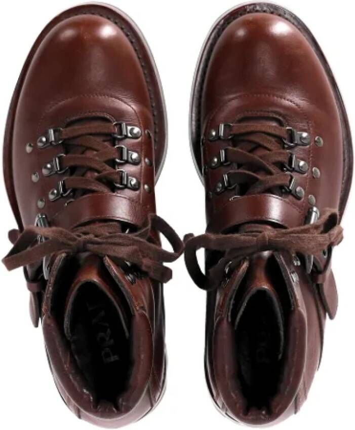 Prada Vintage Pre-owned Leather boots Brown Heren