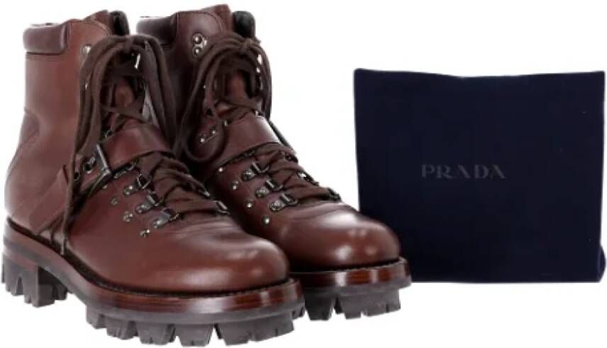 Prada Vintage Pre-owned Leather boots Brown Heren