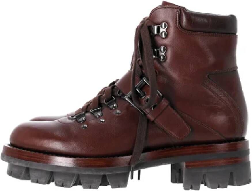 Prada Vintage Pre-owned Leather boots Brown Heren