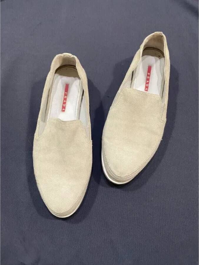 Prada Vintage Pre-owned Leather flats Beige Dames