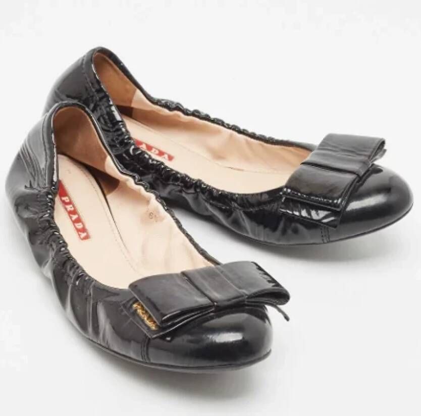 Prada Vintage Pre-owned Leather flats Black Dames