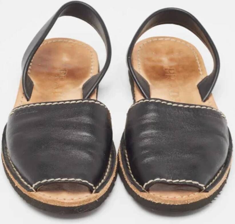 Prada Vintage Pre-owned Leather flats Black Dames