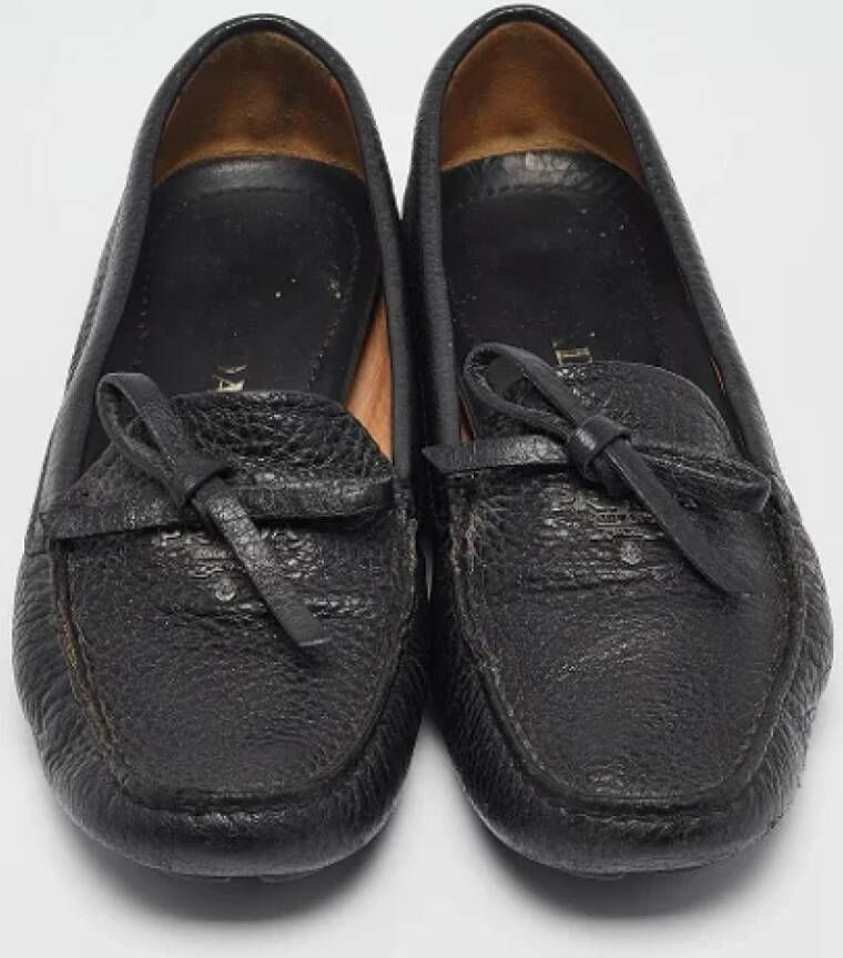 Prada Vintage Pre-owned Leather flats Black Dames