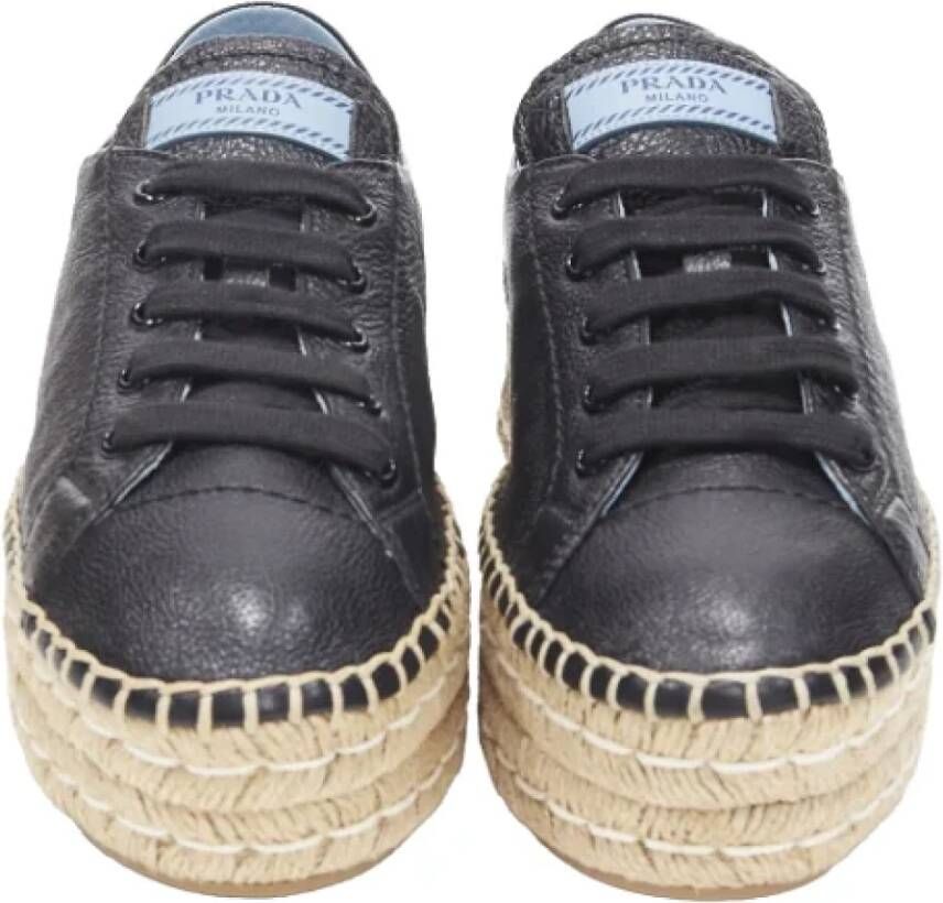 Prada Vintage Pre-owned Leather flats Black Dames