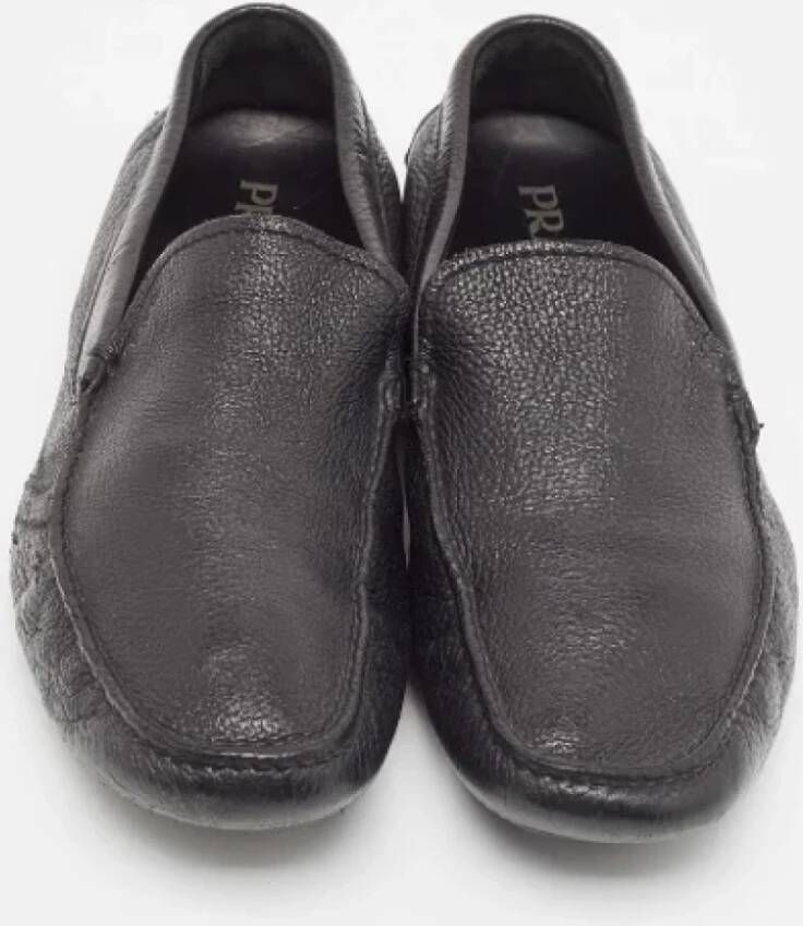 Prada Vintage Pre-owned Leather flats Black Heren