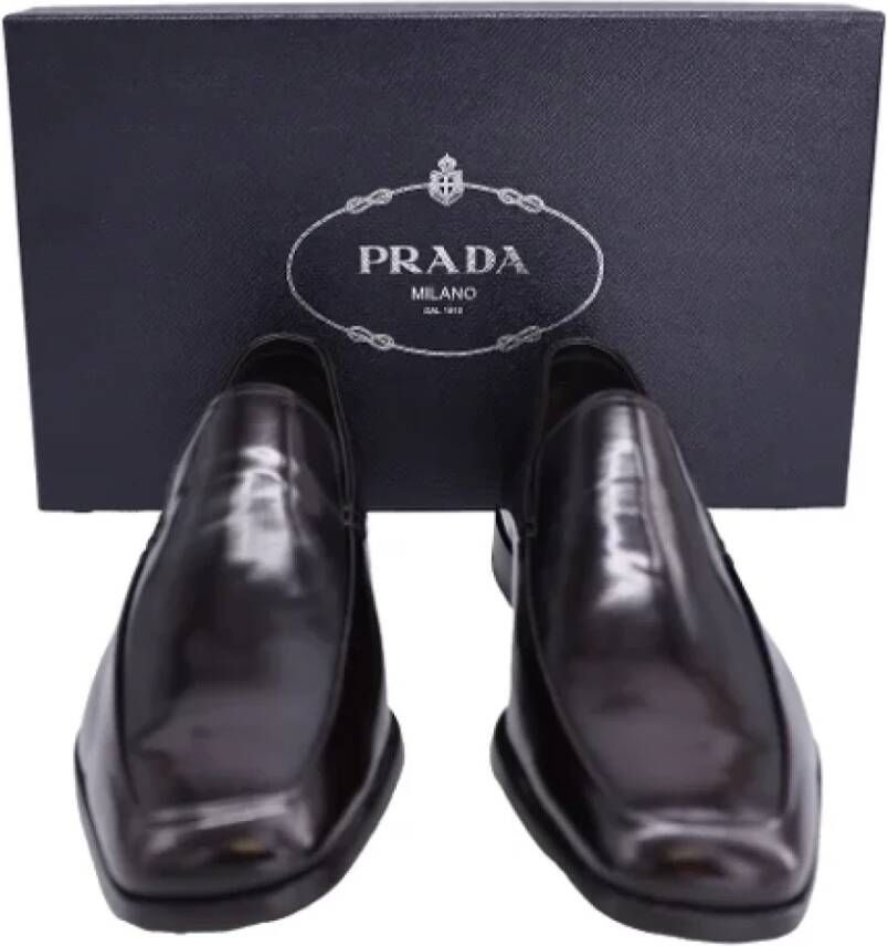 Prada Vintage Pre-owned Leather flats Black Heren